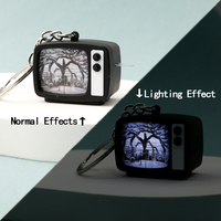 Vintage Mini TV Keychain with Sound & Light Effects Keyring TV Pendant Screen Flash & \