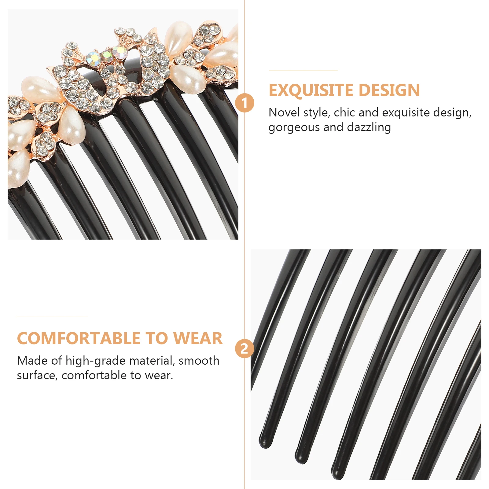 

Pearl Comb Rhinestone Crystal Hairpiece Women Wedding Party AccessoriesInserted Hair Comb Headdress Daily Use Hair Pin Styling