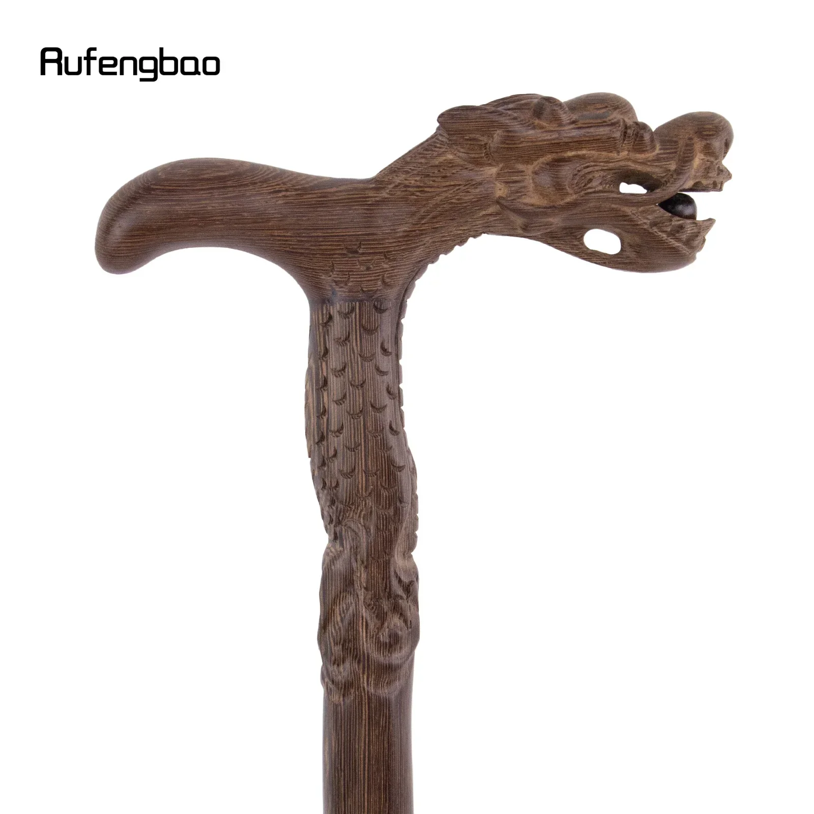 Brauner Drachenbissball aus Holz, Einzelgelenk, modischer Gehstock, dekorativer Spazierstock, Streitkolben, Krücke, Zauberstab, Crosier, 94 cm