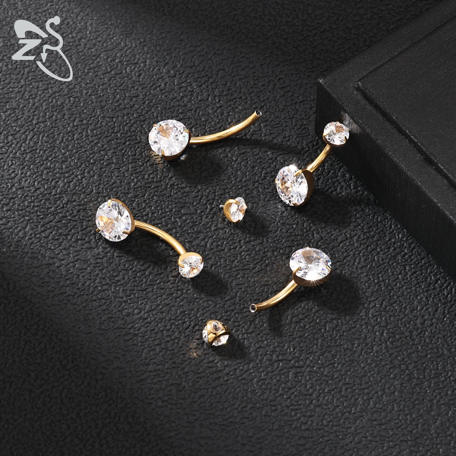Women's G23 Titanium Belly Button Ring with CZ Crystal