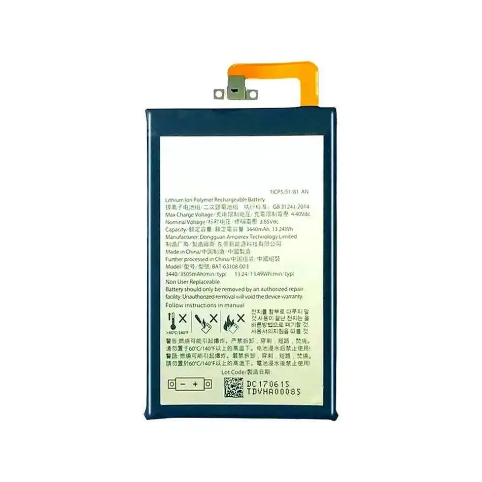 Bat-63108-003 بطارية الهاتف المحمول موثوقة إمدادات الطاقة 3440mAh خفيفة الوزن لبلاك بيري كيون ل الكاتيل DK70 DTEK70