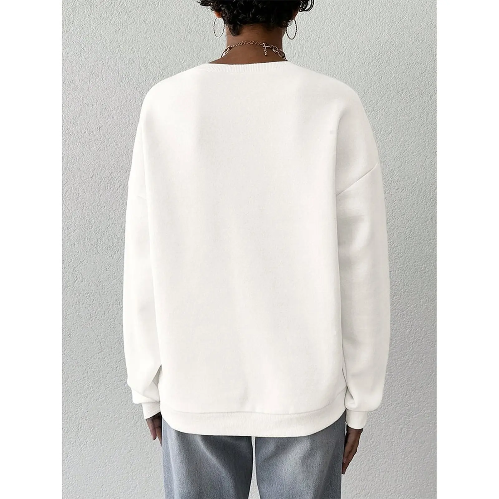 بلوزات نسائية برقبة دائرية بلوفرات رياضية غير رسمية فضفاضة مريحة مخملية بأكمام طويلة سترة شتوية ملابس نسائية 2025 #5