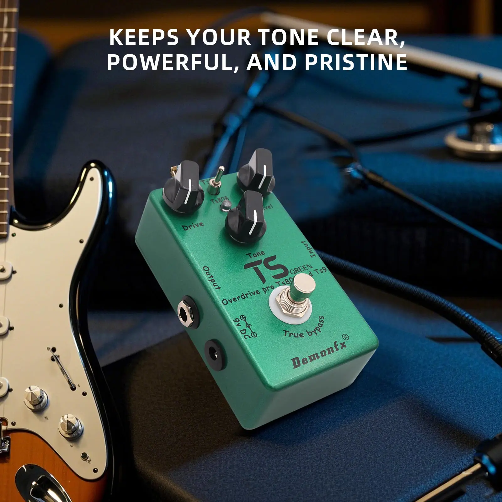 Mosky Demonfx Ts Green Overdrive Pedal Classic  Tone for Guitar & Bass True Bypass Aluminum Housing