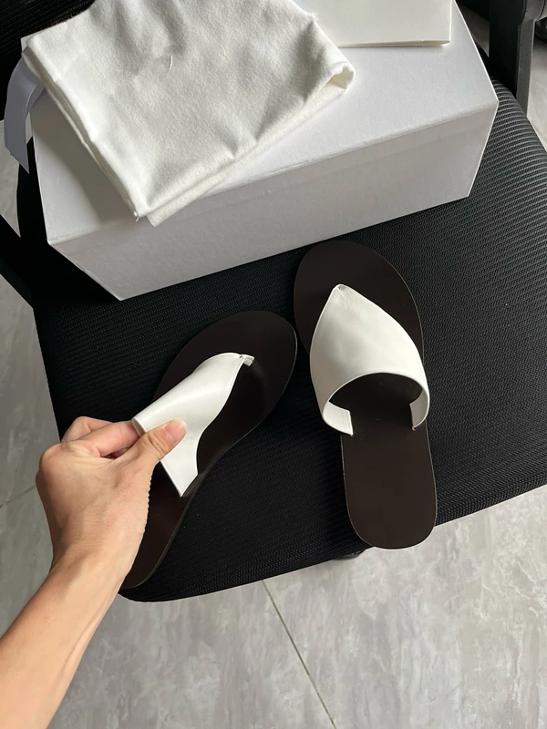 Dave&Di Nordic Minimalism Fashion Genuine Leather Flat Slippers Shoes Women Vintage Casual Pinched Sandals For Summer