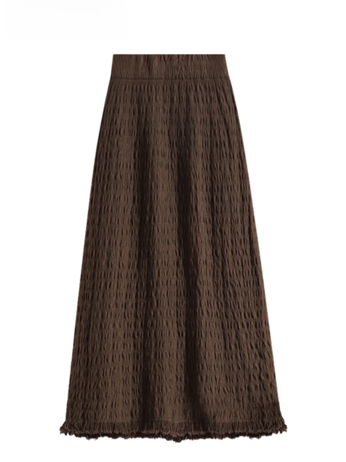 

High Waist Knitted A-Line Midi Skirt for Women Spring Season plus Size f Body Skirts with Frayed Hem Korean Sle Commute