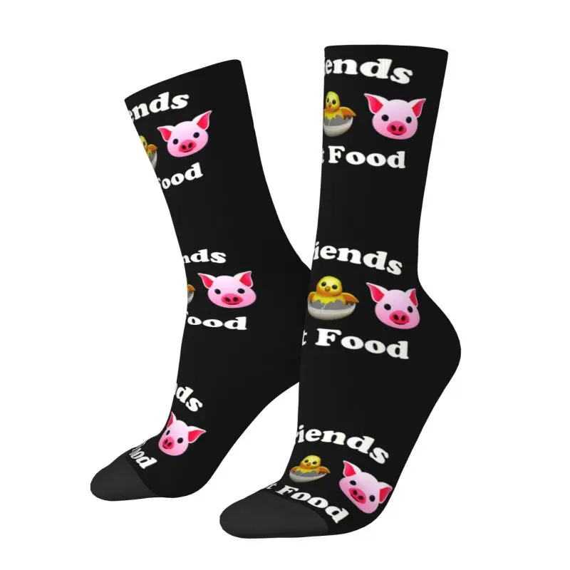 Chaussettes de sport de basket-ball pour hommes et femmes, impression 3D, animaux végétaliens mignons, pas de nourriture, cool, amis, chaud, mode