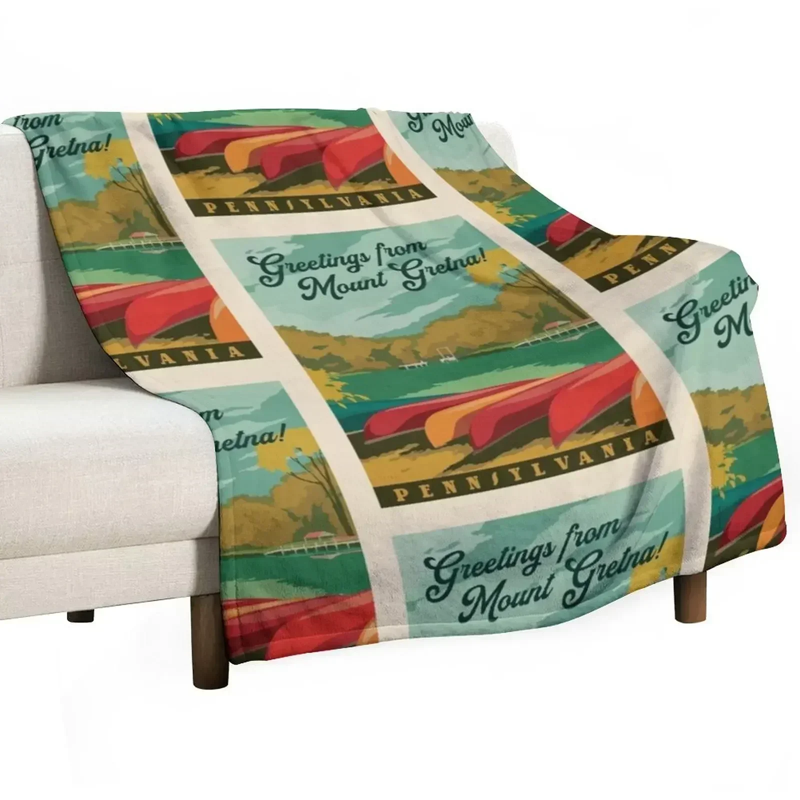 

Greetings from Mount Gretna: Canoes at the Lake (2023 Limited Edition) Throw Blanket manga valentine gift ideas Blankets