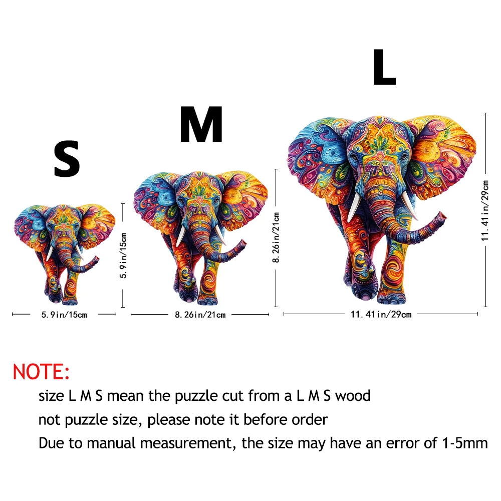 „Elefant Holzpuzzle |   Unregelmäßige Formen und gemischte Farben • Familien- und Partyspiel • Fokus-Trainingsspielzeug für Jungen und Mädchen • Perfekt
