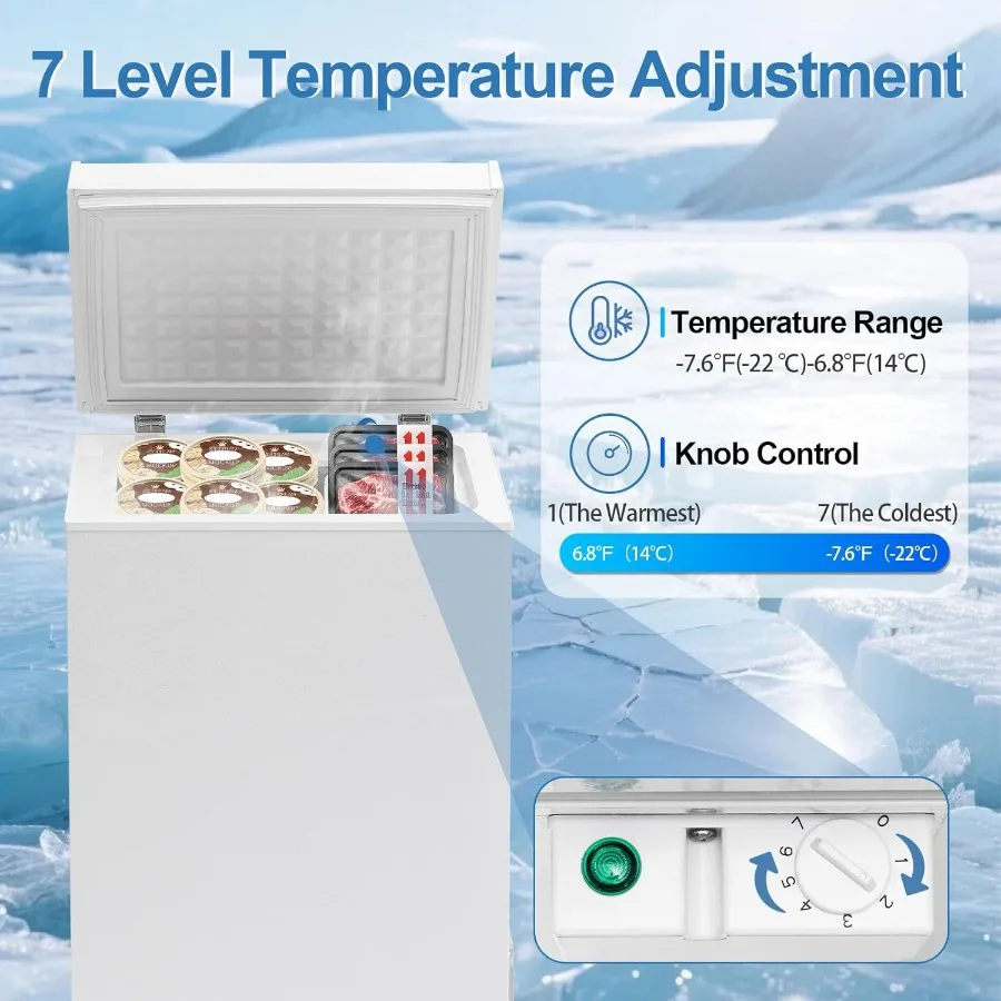 فريزر عميق مدمج بطول 2.8 قدم مكعب مع سلة قابلة للإزالة لمرآب الشقة المنزلية وتخزين النوم كفاءة في استخدام الطاقة وهادئة-