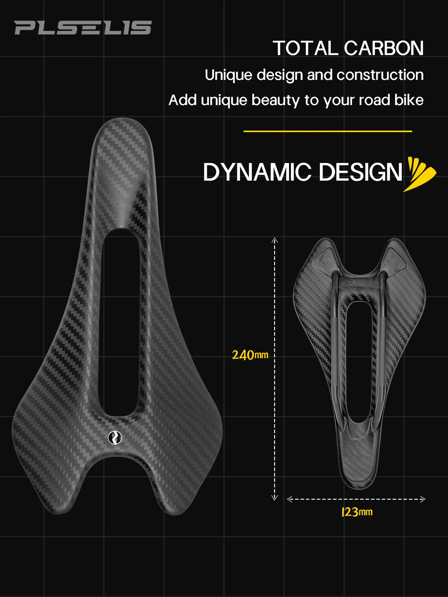 Plselis Vollcarbon-Sattel, leichtes Rennrad-Sitzkissen, Gewicht 66g/90g/100g, wasserdicht und verschleißfest, ergonomisches Design