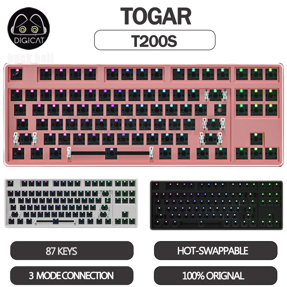 Клавиатура TOGAR T200s Механическая беспроводная, 87/104 клавиши, 3 режима, USB/2,4G/Bluetooth