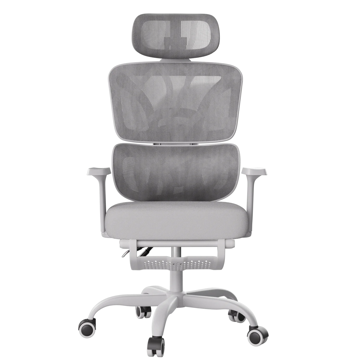 Netz-Bürostuhl, ergonomischer Computerstuhl mit Fußstütze, verstellbarer Gaming-Stuhl mit Armlehnen, atmungsaktiver Netz-Schreibtischstuhl – Erhältlich in Grau