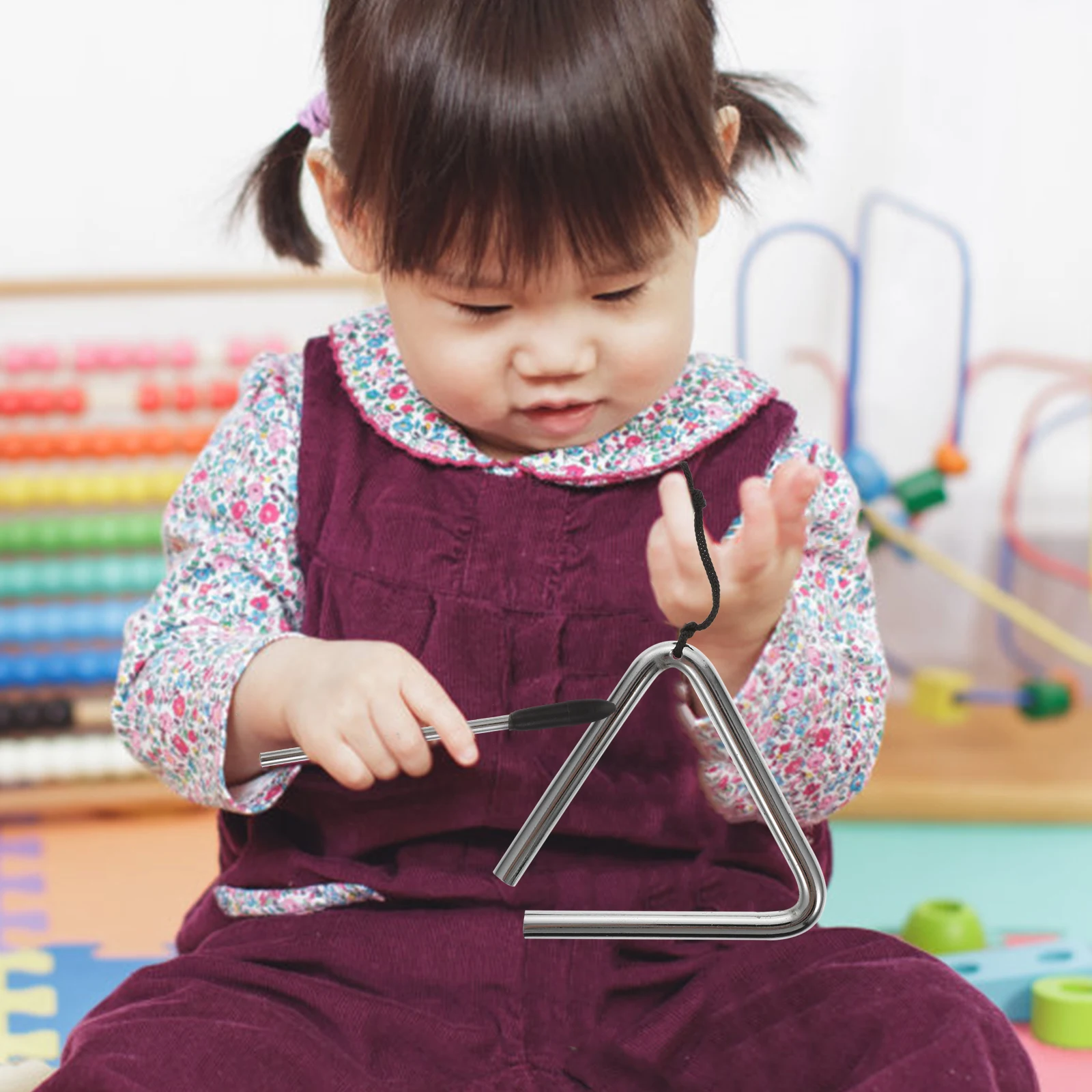 

2pcs Stainless Steel Triangle Musical Instrument for Kids Music Percussion Toy Eye Coordination Development