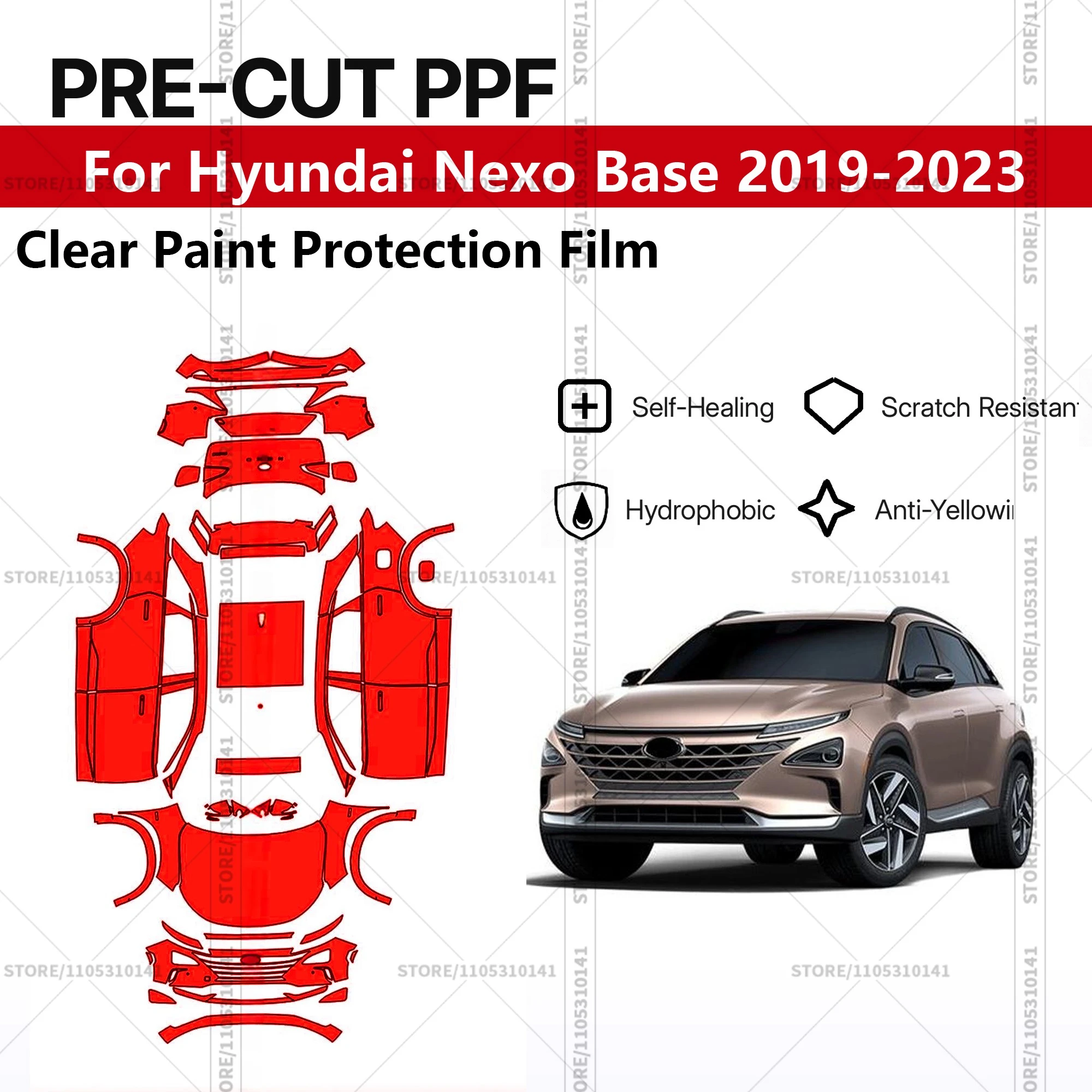 

For Hyundai Nexo Base 2019-2023 Pre-Cut Paint Protection Film PPF Transparent Car Film Professional Automotive PPF Full Vehicle