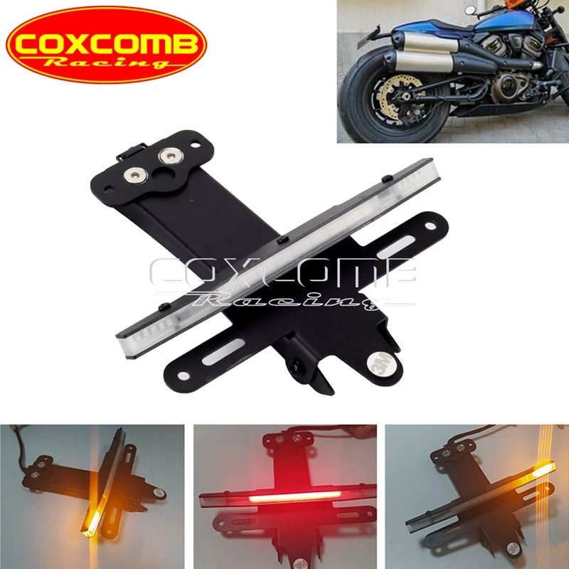 Motorcycle LED License Plate Bracket Rear Tail Tidy Fender Eliminator Support Number Plate Holder For Harley Sportster S 1250 22