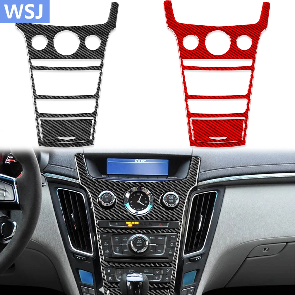 For Cadillac CTS 2008-2010 Real Soft Carbon Fiber Sticker Radio air conditioning control panel Car inside decorative Accessories