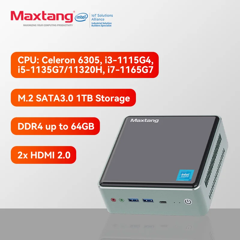 Maxtang Brand Mini PC Gaming Intel Core i5 i7 CPU DDR4 32GB RAM M.2 2280 SSD With 2x HDMI2.0 Dual Displays