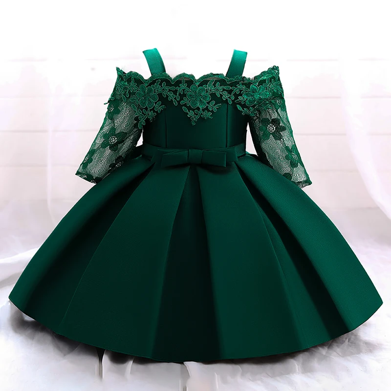 Vestido de Navidad para niñas pequeñas, vestidos de fiesta de princesa de bautismo recién nacido, manga de encaje, ropa para niñas pequeñas, vestido