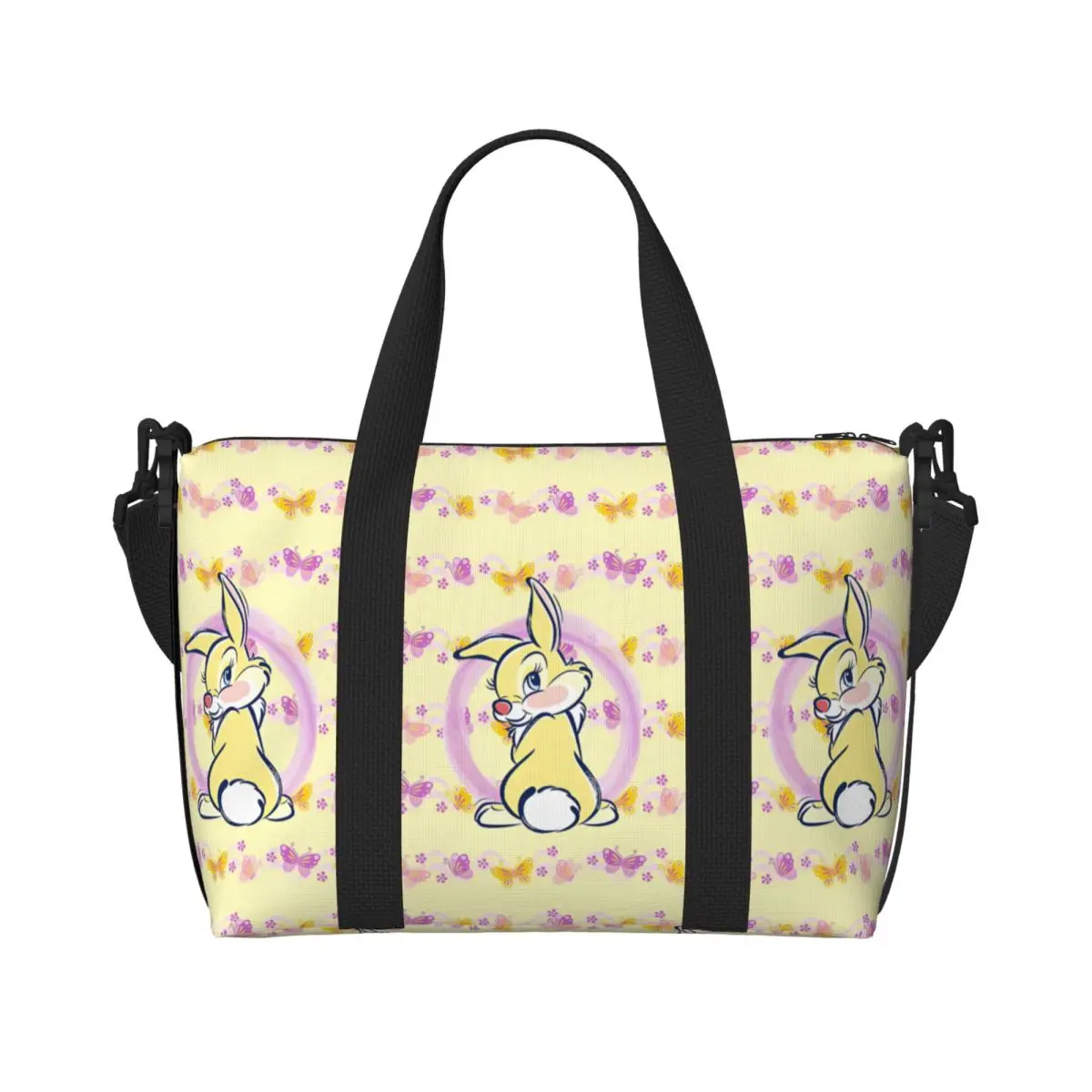 

Custom Cartoon Bambi Anime Beach Tote Bag for Women Extra Large Gym Carry On Travel Shopping Bags