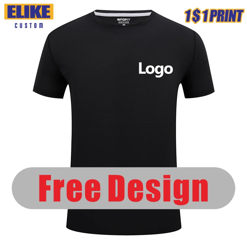 ELIKE Sport Schnell Trocknend T-Shirt Custom Logo Stickerei Polyester Persönliche Marke Männer Und Frauen Kleidung Sommer 8 Farben Breathab
