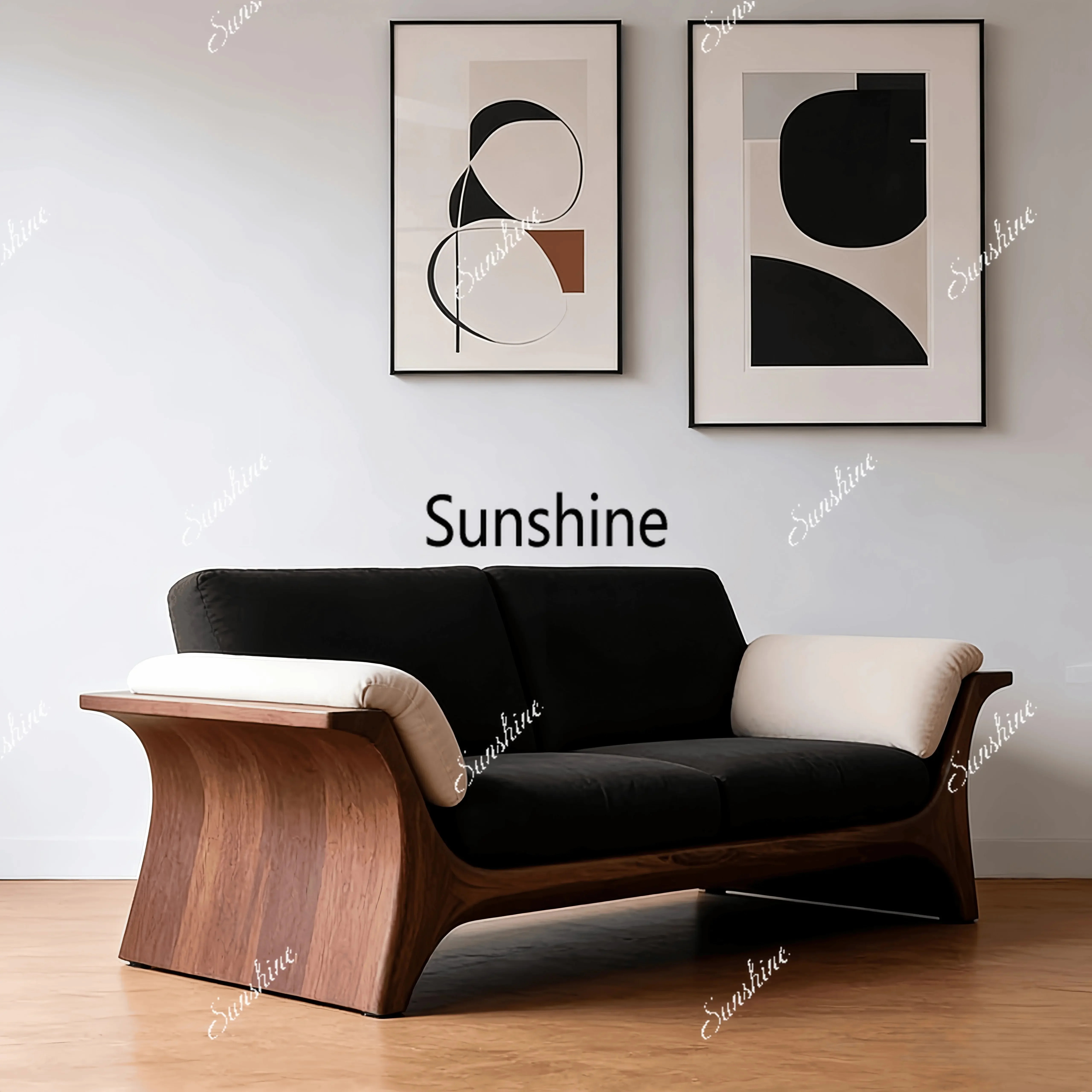 

YNew Chinese modern minimalist solid wood sofa living room light luxury leather cloth living room furniture