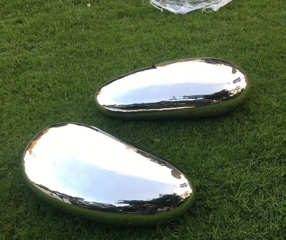 Outdoor Lawn Large Pebble Stone Sculpture Indoors and Outdoors Modern Stainless Steel Garden and Courtyard Decorative Items