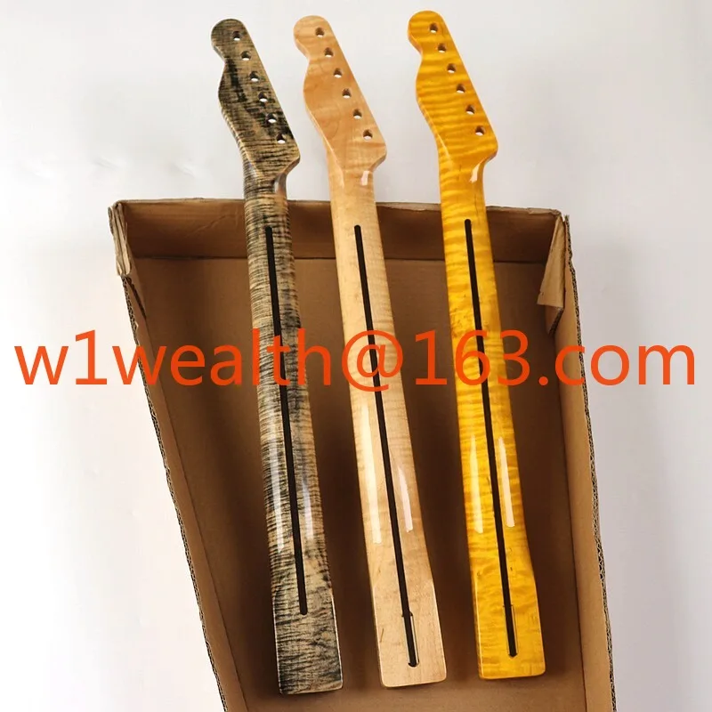 6-string 21-fret integrated electric guitar with tiger stripe neck,maple wood glossy guitar neck for DIY instrument modification