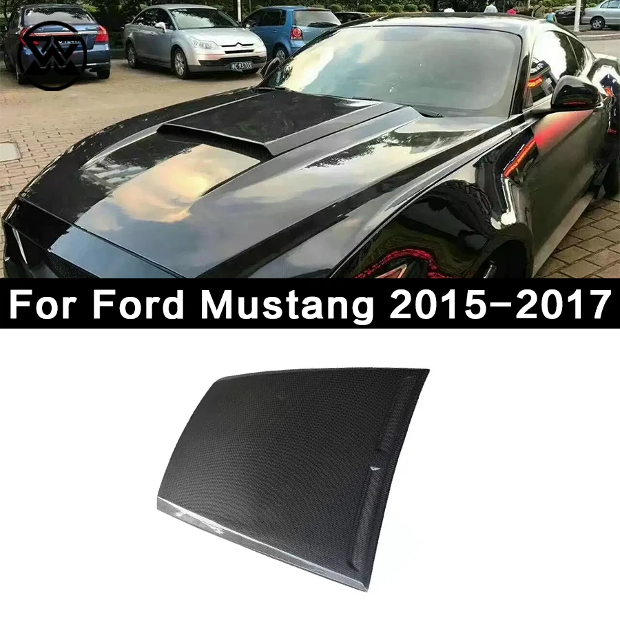 Carbon Fiber Front Hood Engine Cover For Ford Mustang 2015-2017 Roush Style Car Air Intake Vent Body Kit Car Accessories