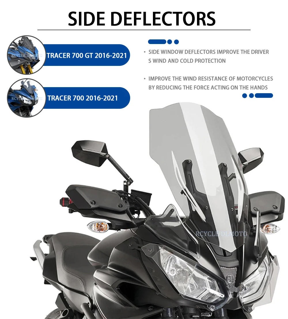 For Yamaha For Tracer 700/GT Tracer700 MT-07 Tracer GT Window Deflector 2016-2021 2019 Motorcycle Windshield Front Panels Fit