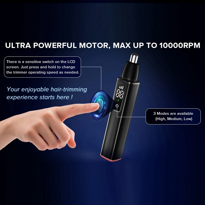 Nose Hair Trimmer For Men USB Rechargeable Ear Nose Hair Trimmer With LCD Display Professional Trimming Tool