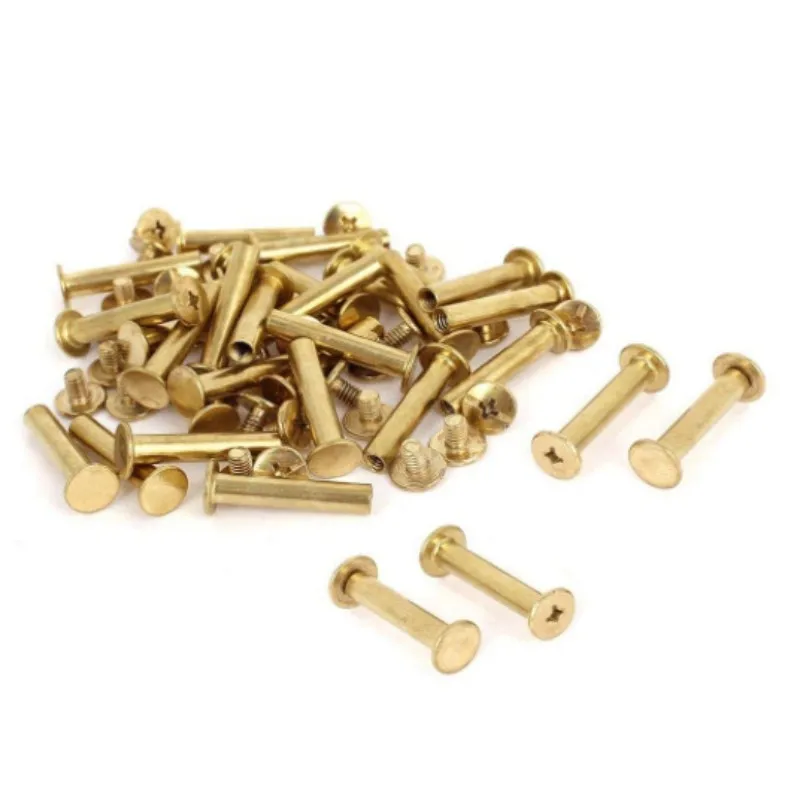 30pcs 5mm * 25mm primary and secondary screws, ledger screws, copper-plated nickel-plated secondary rivets, album screws, butt