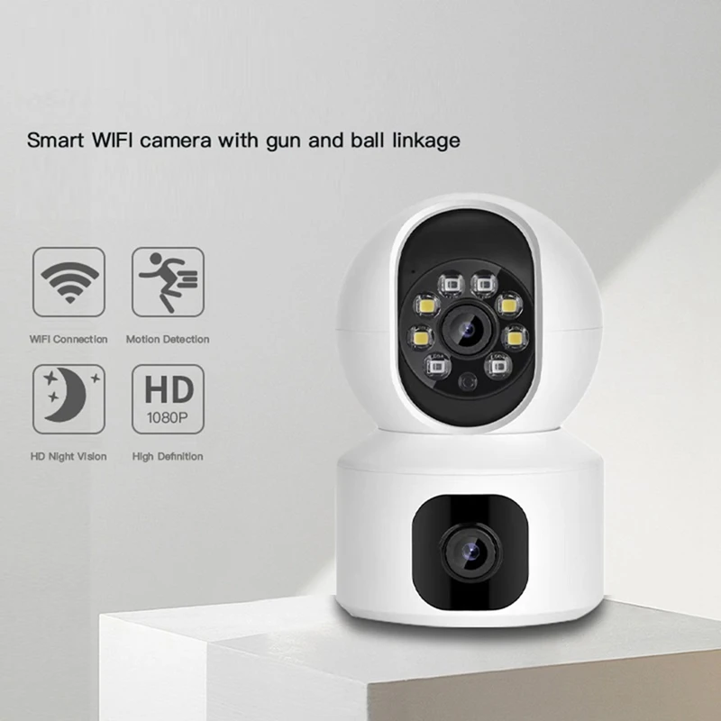 Binocular Linkage Camera Wireless Surveillance Camera 2MP HD Wifi Monitor Home Smart Security Camera