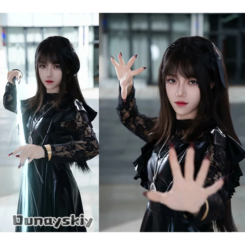 

Dunayskiy^UltrTrigge Amanr Carmeara Human Form Cosplay Costume Women Black Lace Dress Outfit Halloween Suit Lolita Halloween