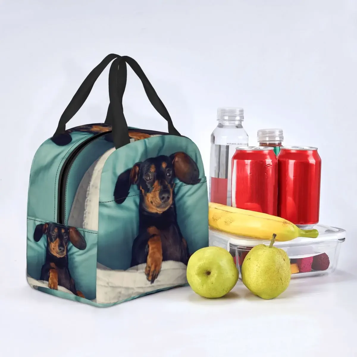 Dachshund Thermal Insulated Lunch Bag Women Badger Sausage the Wiener Dog Lunch Tote for Outdoor Camping Travel Storage Food Box