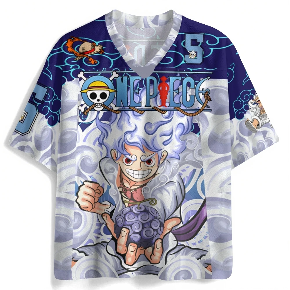 Camiseta de una pieza de Monkey D. Luffy Gear 5 Nika 5, camiseta de fútbol para hombre con diseño de Dios del Sol Nika y Fruta del Diablo, estilo urbano y hip hop.