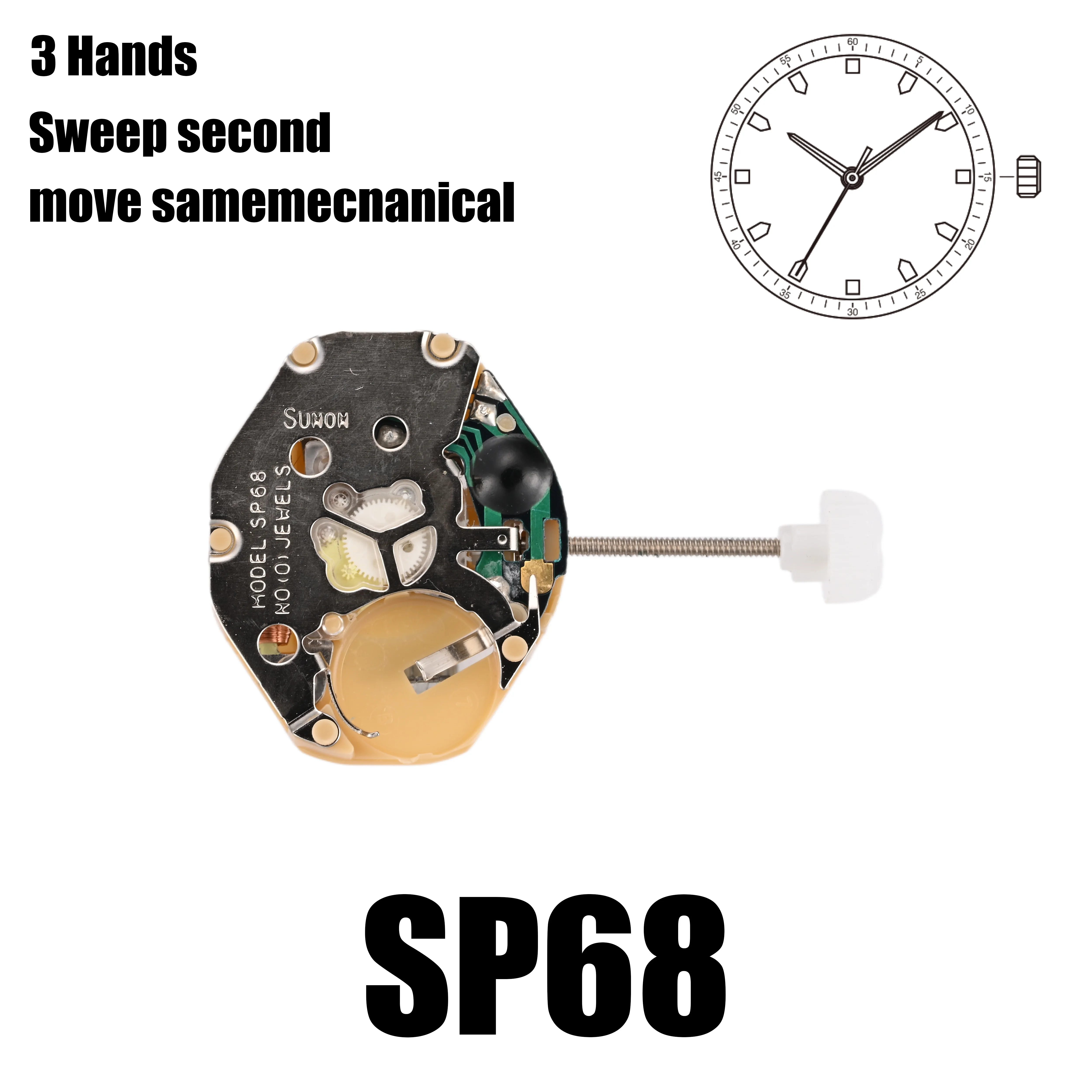 SP68 China sunon  movement quartz movement sweep second move same mechanical 3 hands movement