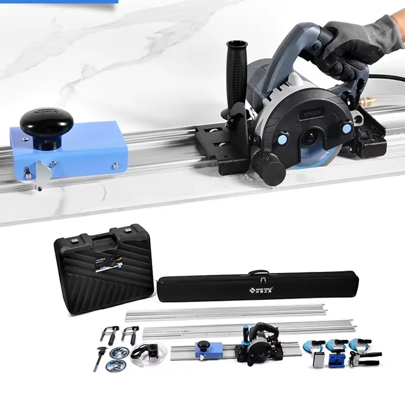 Portable 45 Degree Miter Vertical Cutter Machine with Rail Guide for Large Format Ceramic Tile Marble 220V