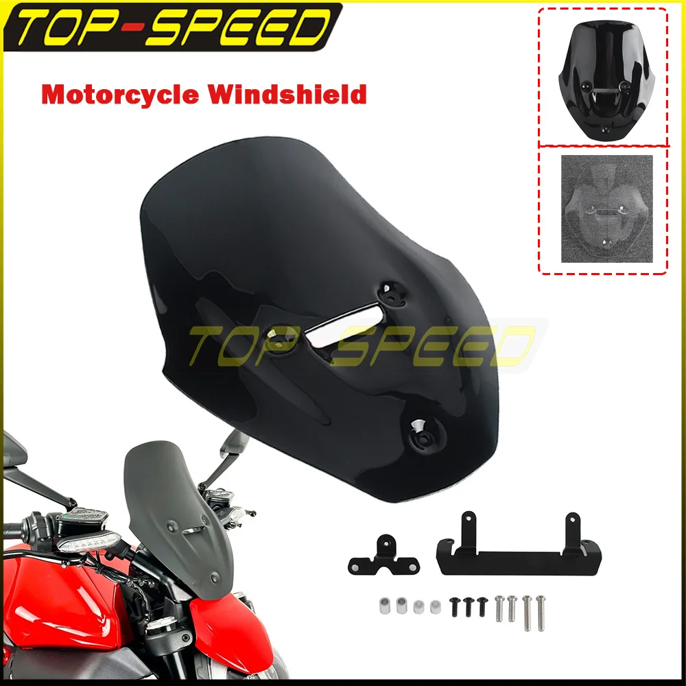 Windshield Motorcycle Front Windscreen Wind Shield Visor Deflector Plate Replacement Accessories For Ducati Diavel V4 V 4 2023