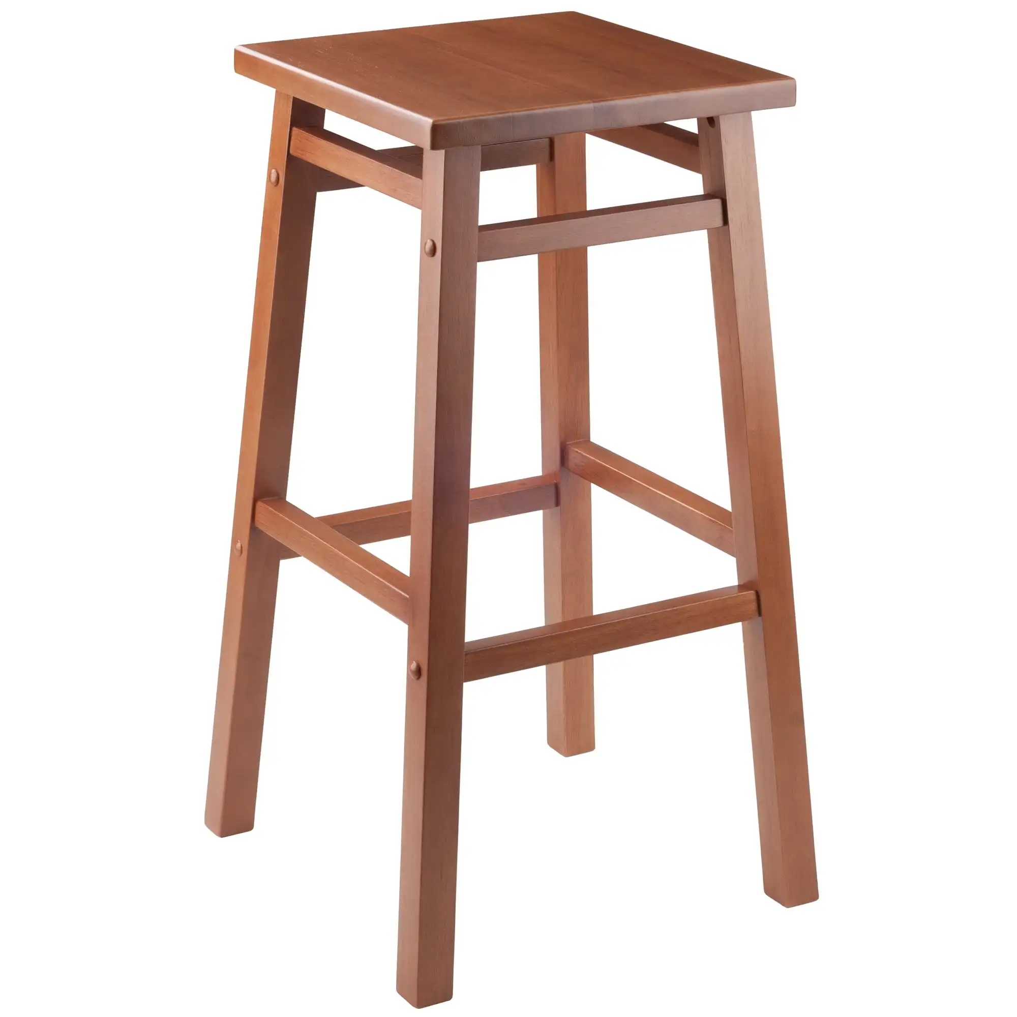 Wood Carter Square Seat Bar Stool, Walnut Finish