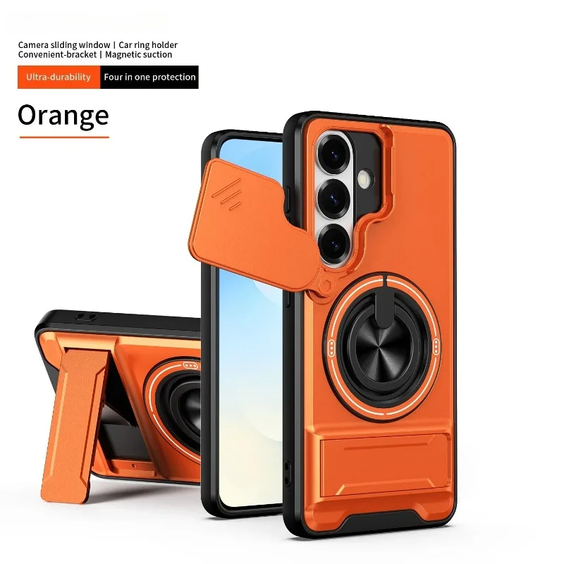 

360 Rotating Magnetic Ring Holder Phone Case For Samsung S26 Ultra S25 Plus S24 A16 A17 A07 Lens Slide Camera kickstand Cover