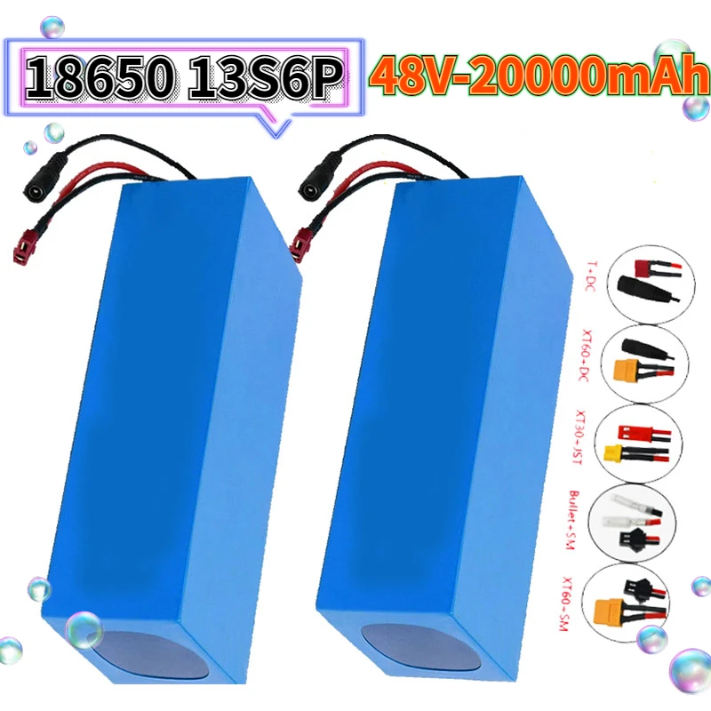 New 20Ah 48V 13S6P 18650 Li-ion Battery Pack 20AH 2000W Built-in 50A BMS for Electric Bicycle Electric Scooter +54.6V 2A Charger