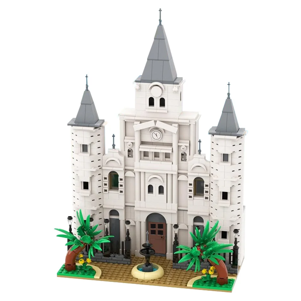 

MOC Соборная модель Святой Луи, строительные блоки, классическая церковь, квадратная значок США, религия, архитектура, кирпичи, игрушка, подарок для взрослых