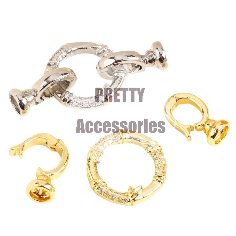 1PCS Heavy Duty Copper Zircon Round Clasps Connector for DIY Custom Bracelet Necklace Jewelry Making Craft Accessories