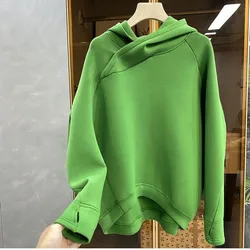 Green Tops Plain Cropped Sport Sweatshirts for Women Hoodies Female Clothes Hooded Korean Fashion Y 2k Vintage E Trend Designer