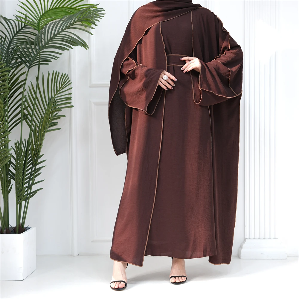 Ramadan Eid Mubarek Abaya 2 Piece Set with Hijab Muslim Sets Kaftan Turkey Islam Kimono Dress Women Ensembles Musulmans Djellaba