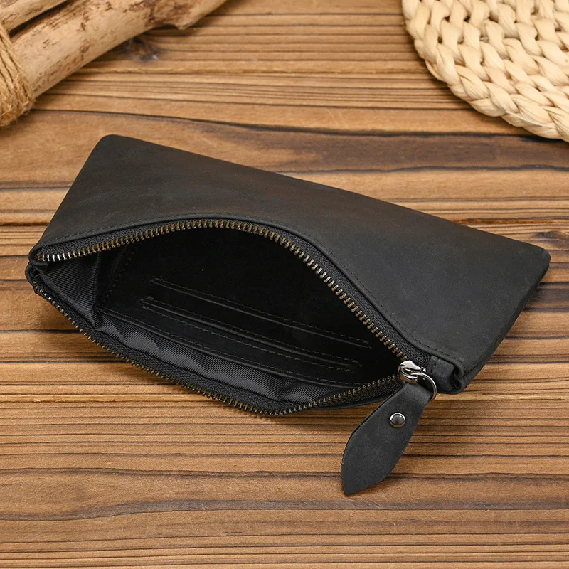 Skórzane etui portfelowe na telefon w stylu Vintage dla kobiet z prawdziwej skóry torebka z uchwytem portfel na klucze pojedyncza portmonetka na monety żeńska piórnik męska — zdjęcie 7