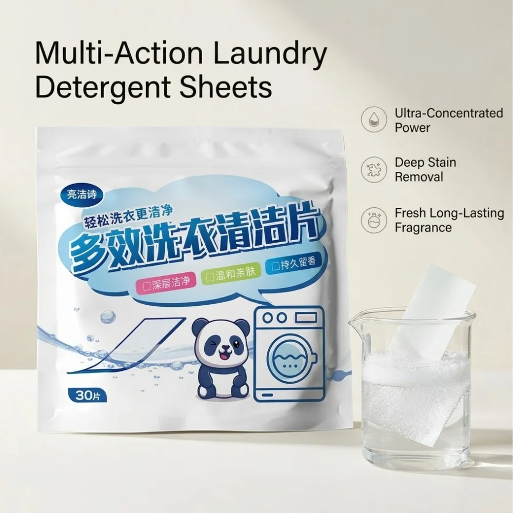 Laundry Foam Paper Quick Dissolving Powerful Stain Remover Softening Wash Strips Concentrated Detergent Sheets