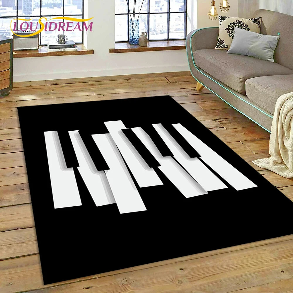 3D Dream Piano Key Music Instrument Cartoon Area Rug Large,Carpet for Home Living Room Sofa Doormat Decor,kid Non-slip Floor Mat