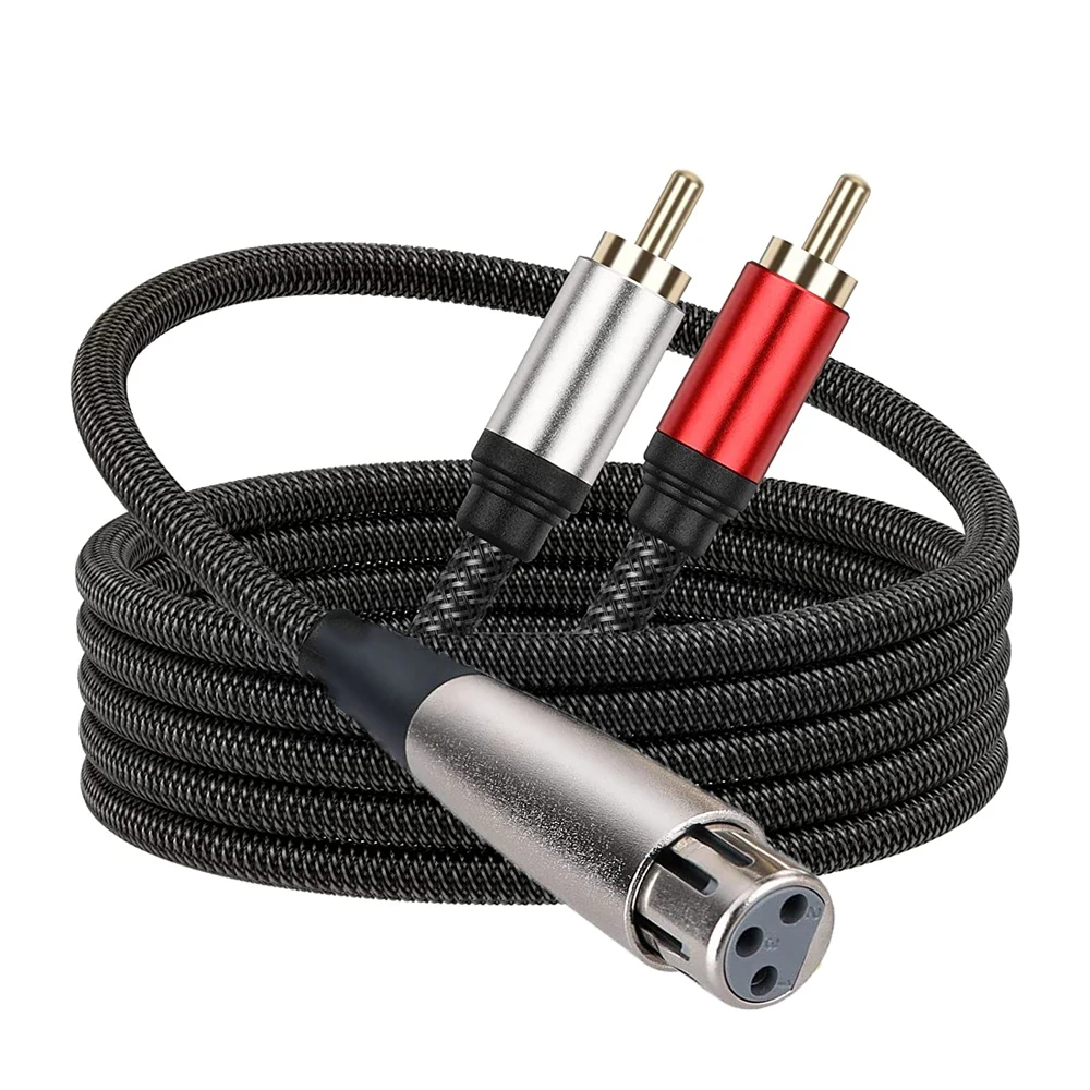 XLR(3Pin) to Dual RCA Male Y Splitter Patch Cord 2RCA To XLR Stereo Audio Interconnect Cable For Speaker Microphone Mixer