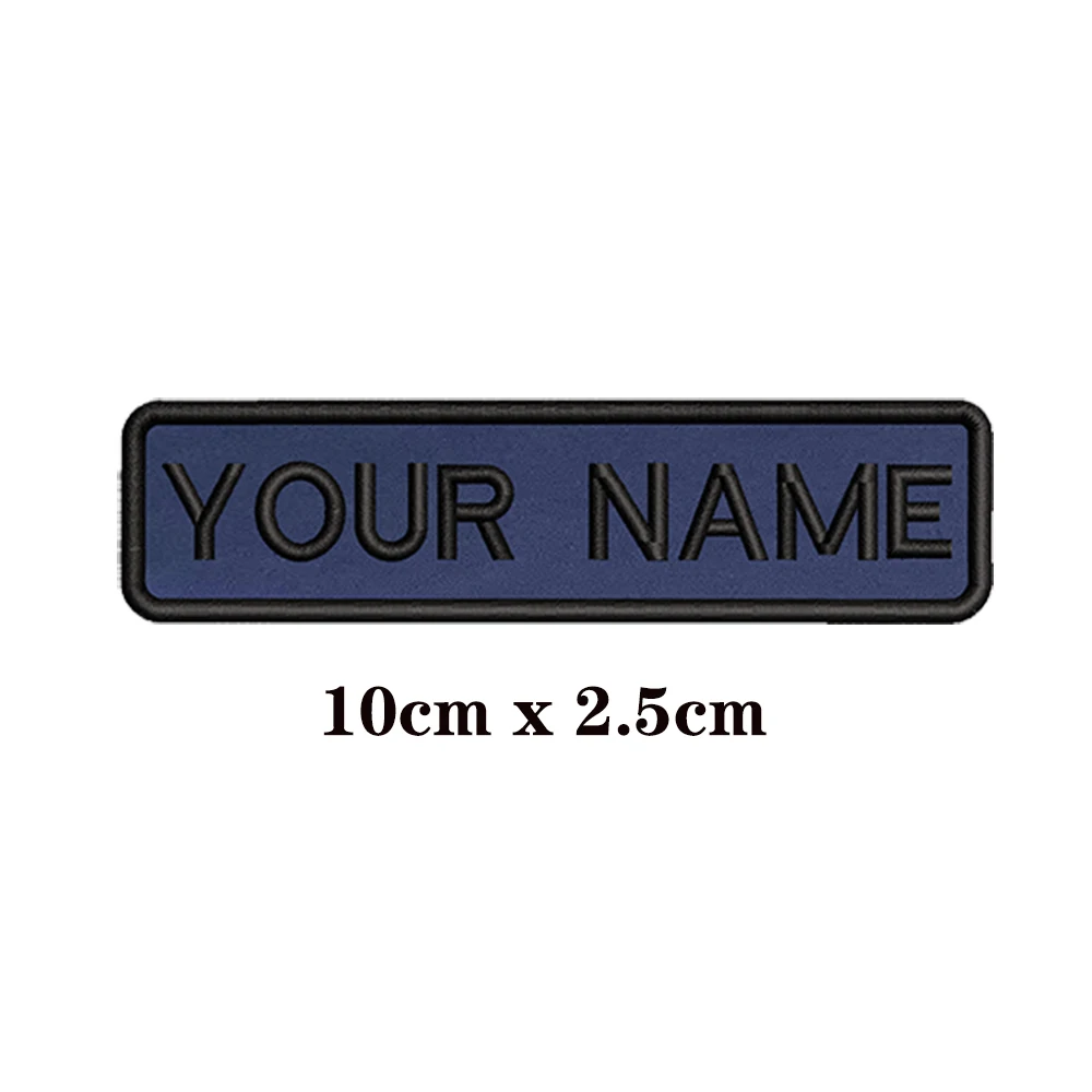 10 x2.5cm blu Navy ricamo nome personalizzato testo Patch strisce distintivo ferro su o toppe di supporto blu scuro scuro